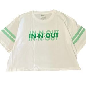 In N Out Burger Green White Rugby Style Relaxed fit  Cropped Tee plus size XXL